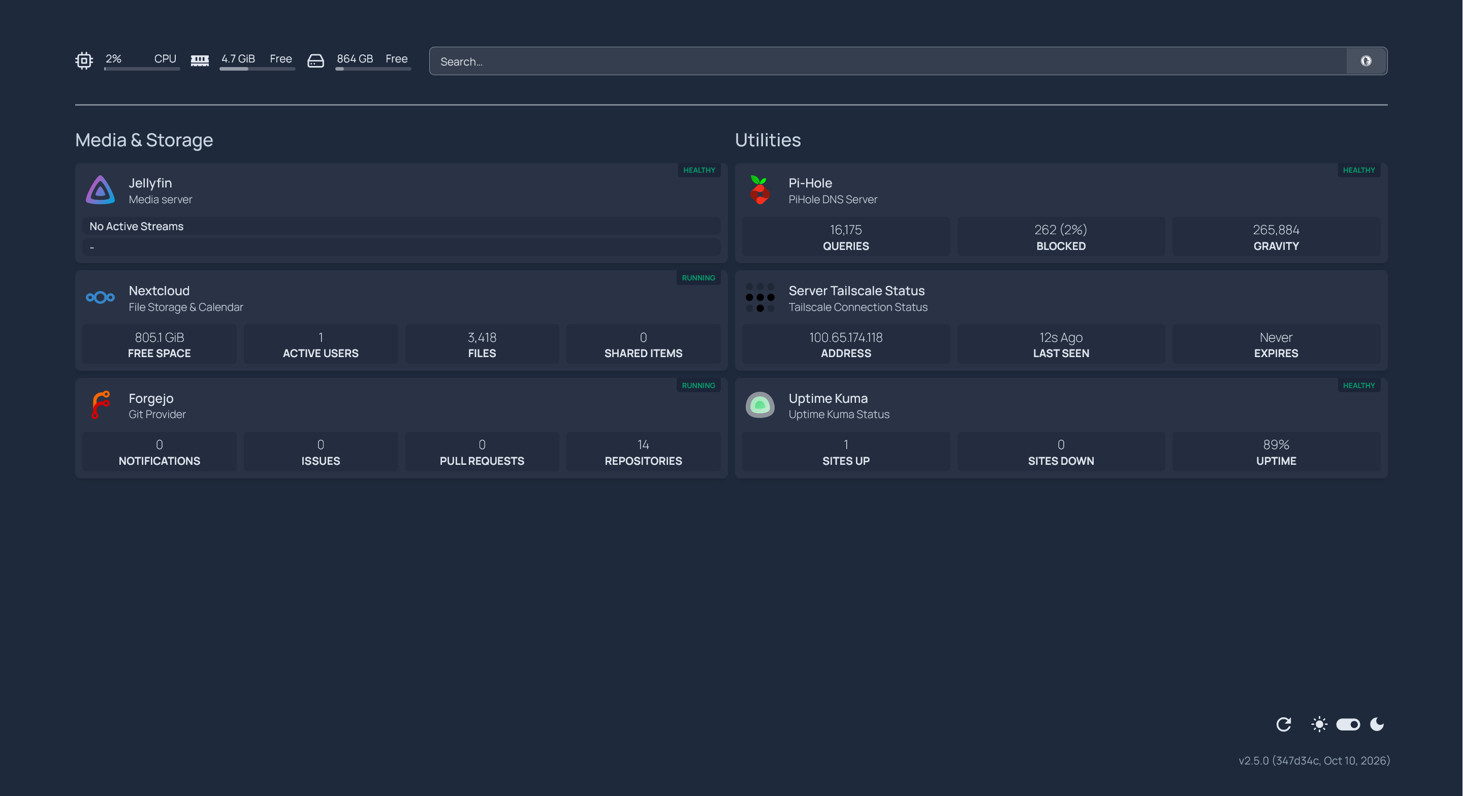 My homelab's dashboard